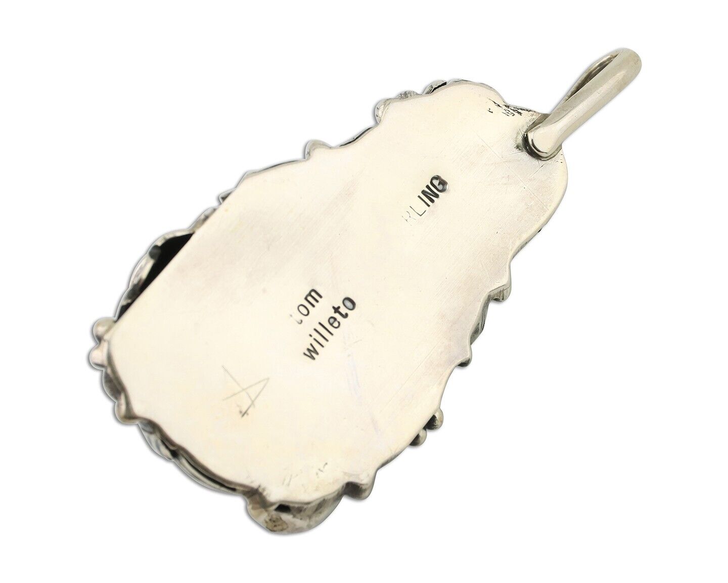 Navajo Pendant 925 Silver Natural Bisbee Turquoise Signed Tom Willeto C.80's