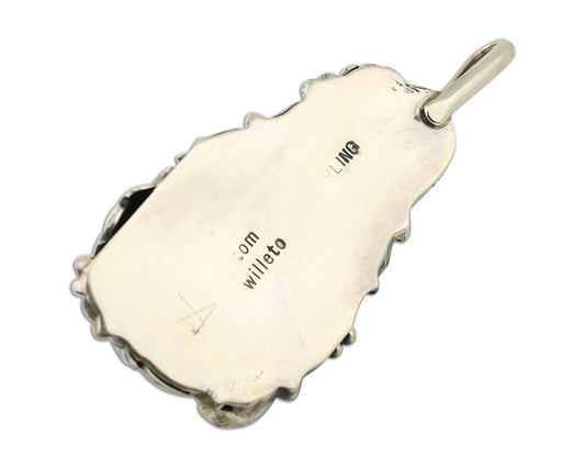 Navajo Pendant 925 Silver Natural Bisbee Turquoise Signed Tom Willeto C.80's