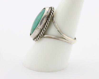 Navajo Ring .925 Silver Natural Kingman Turquoise Native American Signed C.80's