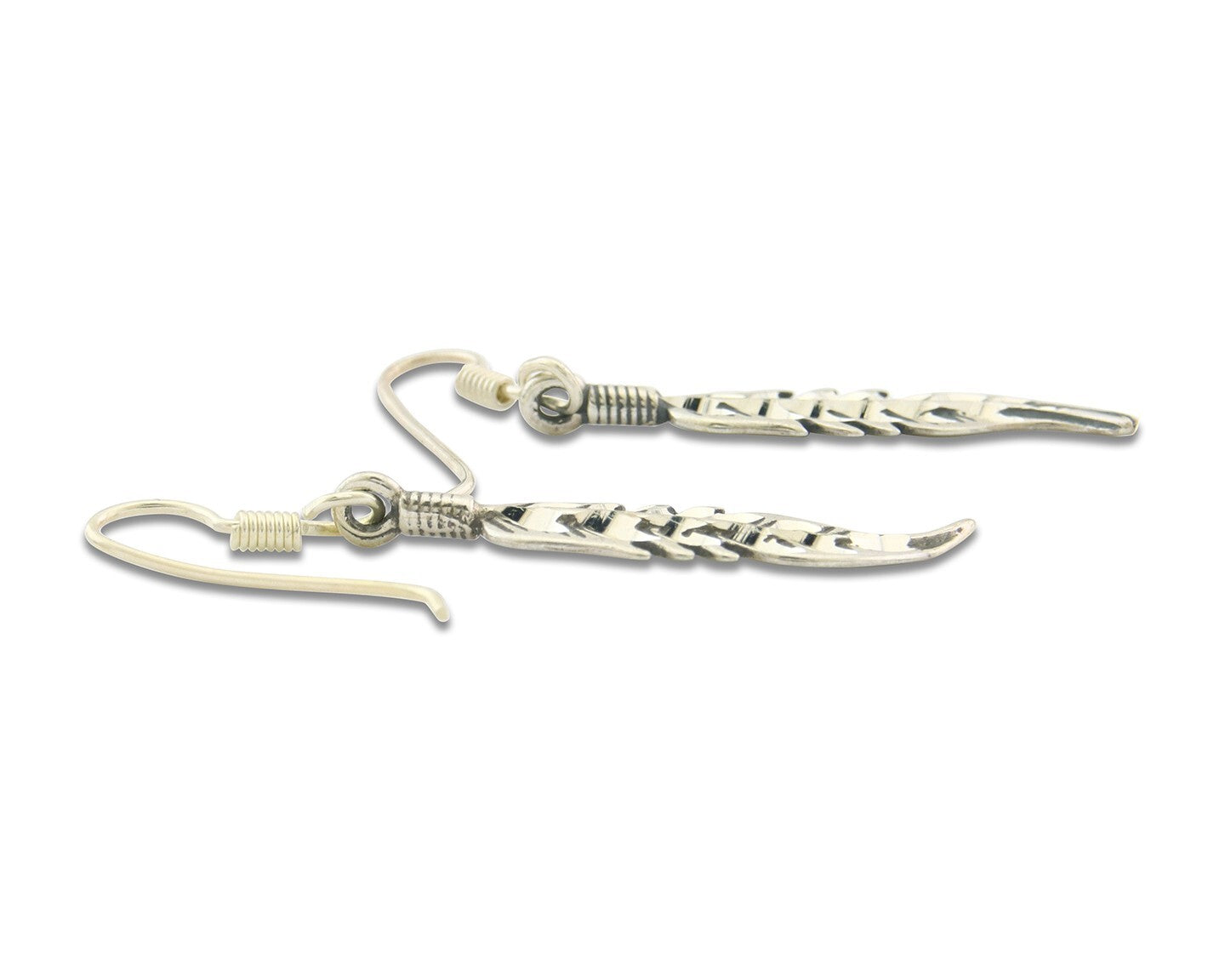 Navajo Feather Earrings Sterling Silver Dangle Vintage Authentic Signed Masha