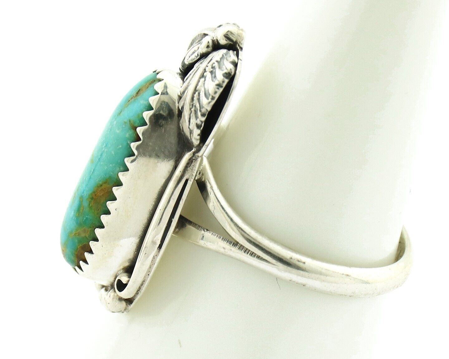 Navajo Ring .925 Silver Natural Mined Southwest Turquoise Artist Signed SN C80s