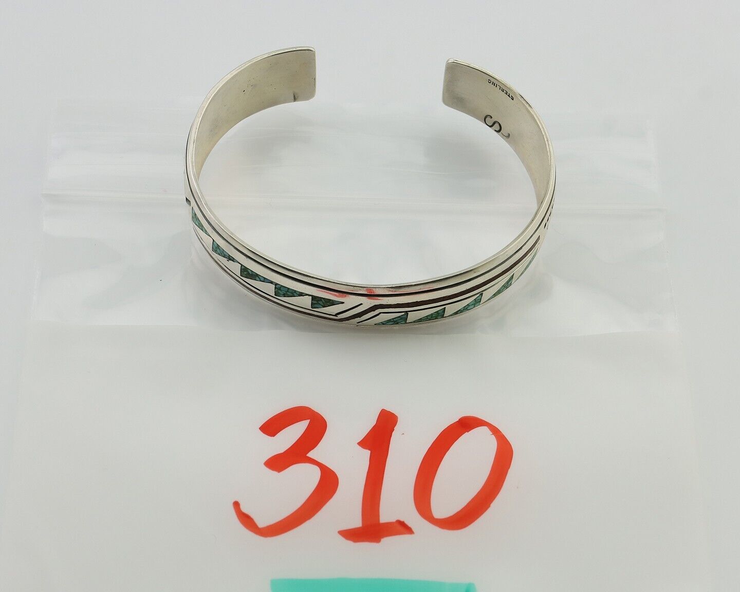 Navajo Inlay Bracelet 925 Silver Turquoise & Coral Signed Stanely Bain C.80's