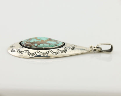 Navajo Pendant 925 Silver Blue Gem Turquoise Artist Signed MC C.80's