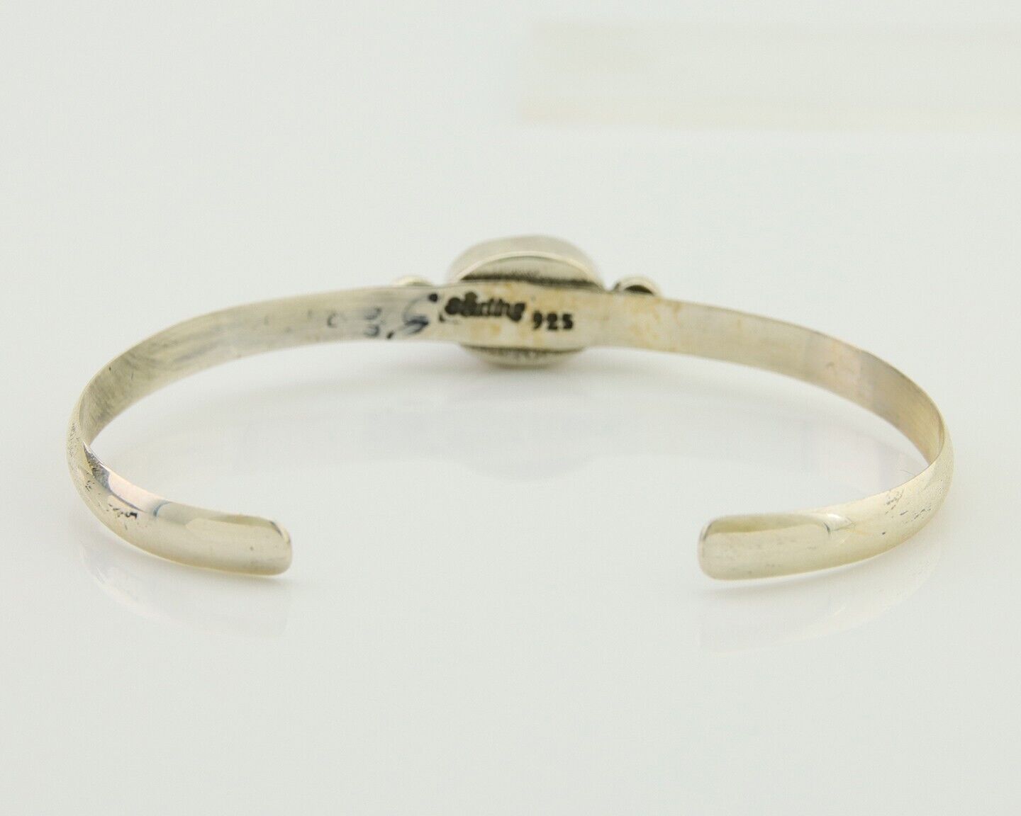 Navajo Cuff Bracelet Blue Turquoise 925 Silver Native American Artist C.80's