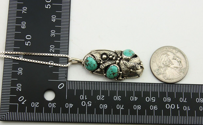 Navajo Necklace 925 Silver Natural Turquoise Artist Signed Tom Willeto C.80's