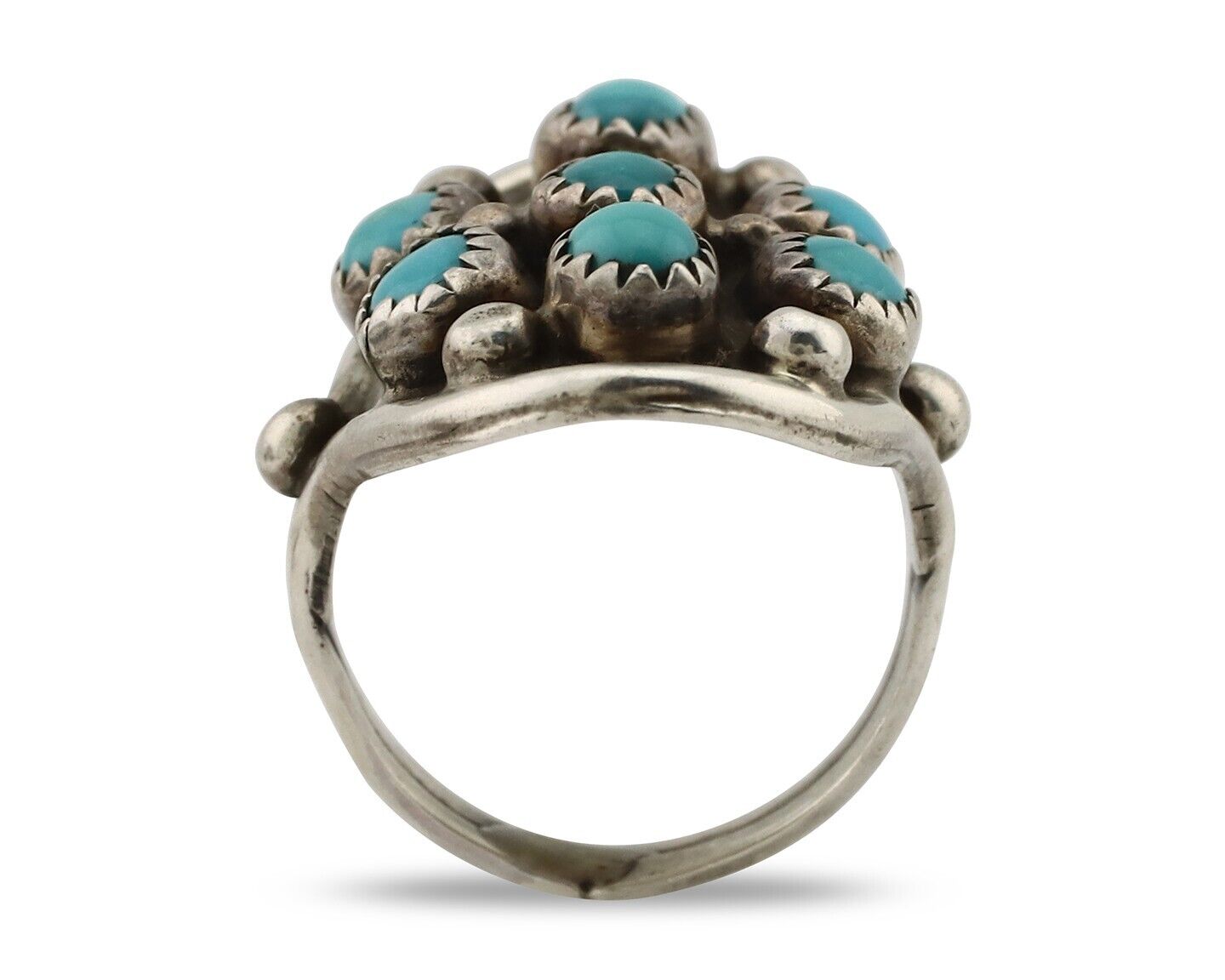Navajo Ring .925 Silver Natural Blue Turquoise Signed L Henderson C.80's