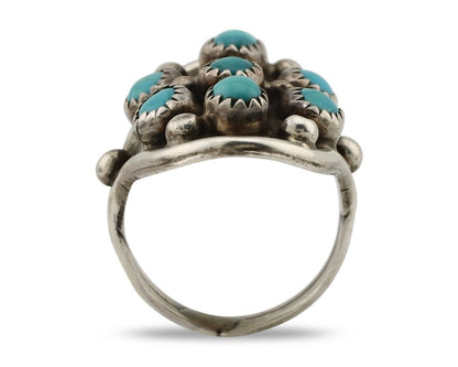 Navajo Ring .925 Silver Natural Blue Turquoise Signed L Henderson C.80's