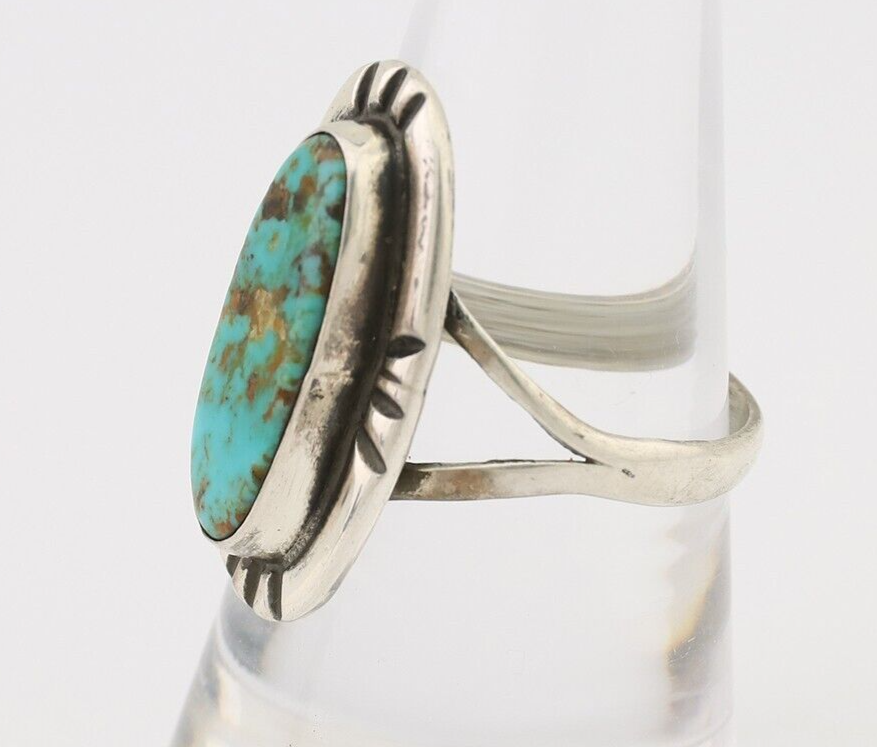 Navajo Handmade Ring 925 Silver Green Turquoise Artist Signed Kachina C.80's