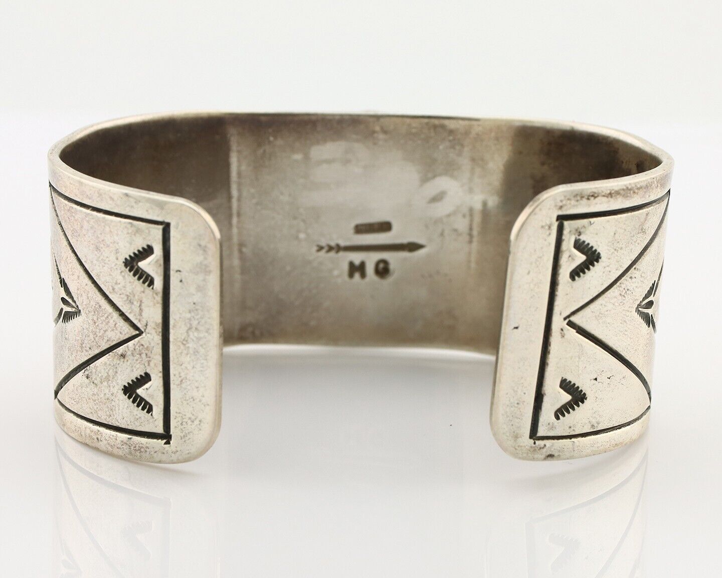 Navajo Bracelet 925 Silver Aqua Spiderweb Turquoise Artist Signed MG C.80's