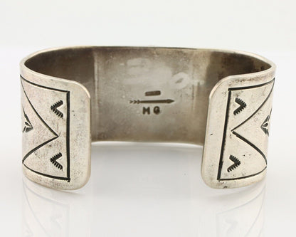 Navajo Bracelet 925 Silver Aqua Spiderweb Turquoise Artist Signed MG C.80's