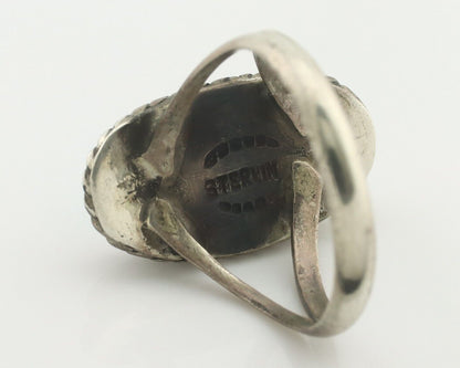 Navajo Ring .925 Silver Natural Blue Turquoise Signed Native Artist C.80's
