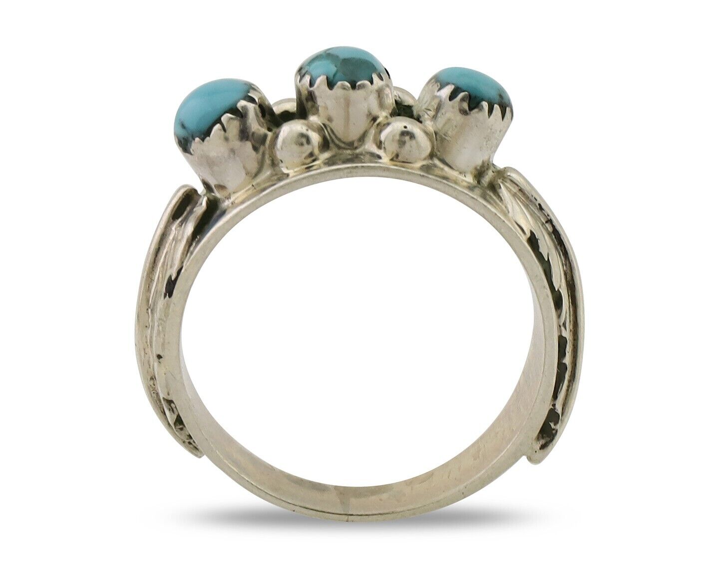 Navajo Ring 925 Silver Sleeping Beauty Turquoise Artist Signed WR C.80's