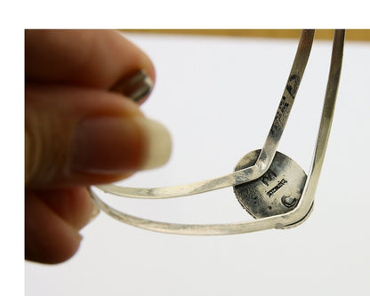 Navajo Bracelet 925 Silver Cuff Turquoise Handmade Artist Signed MC C.80's