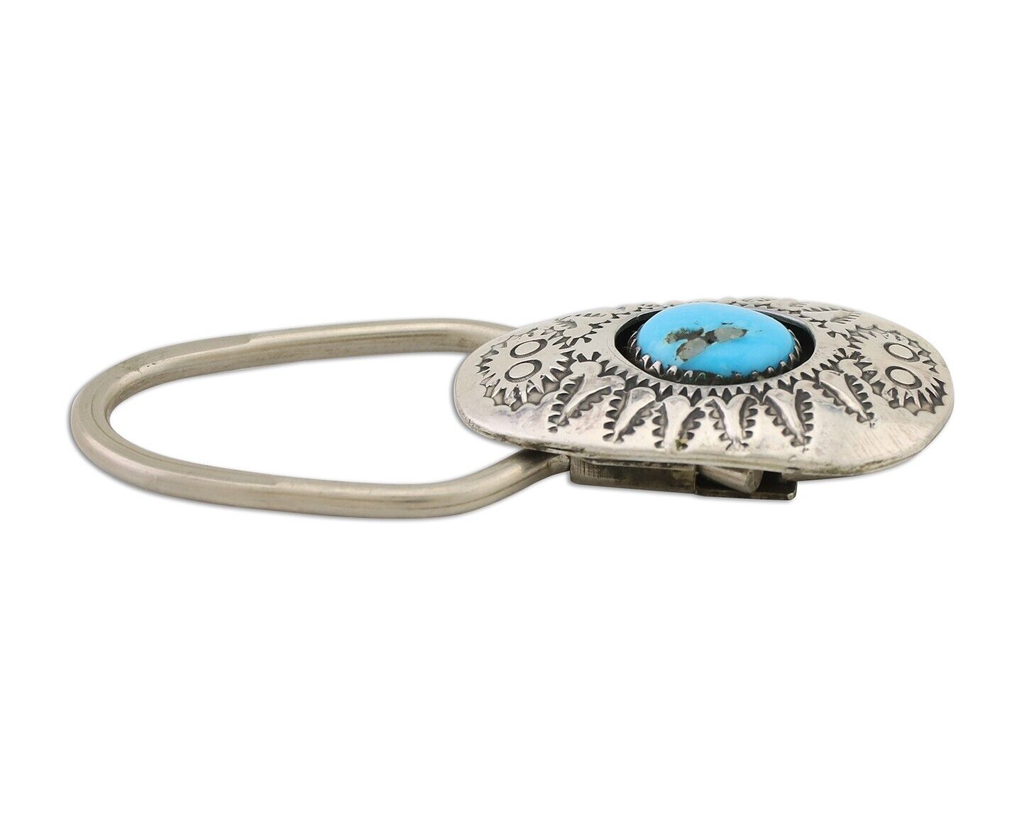 Navajo Key Chain .925 Silver Hand Stamped Native Artist C.80s