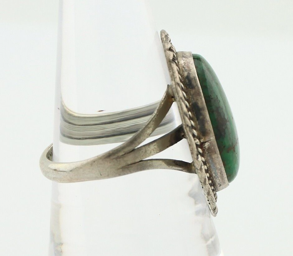 Navajo Ring 925 Silver Green Turquoise Artist Signed William Denetdale C.80's