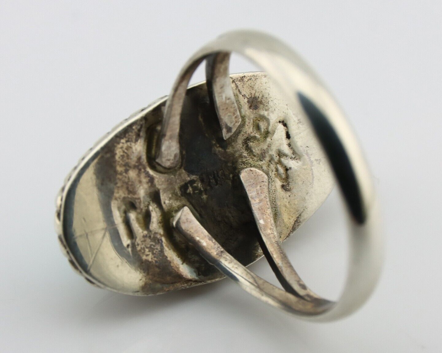 Navajo Ring 925 Silver Kingman Turquoise Artist Signed M Montoya C.80's