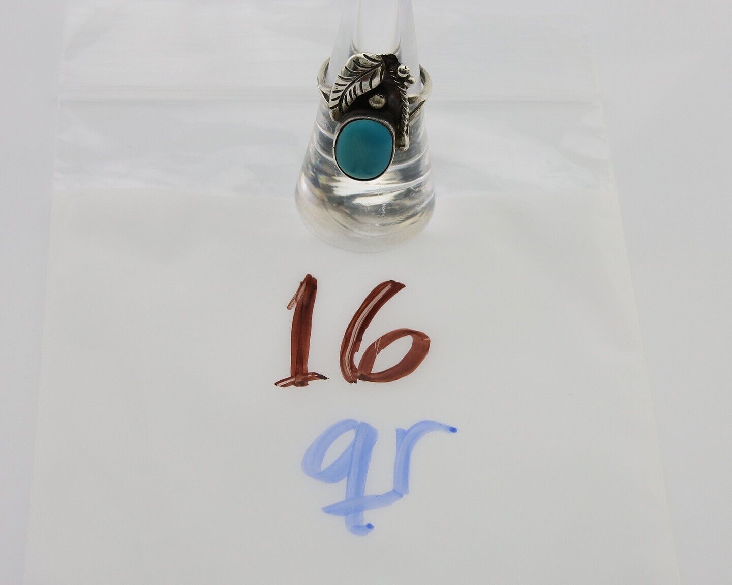 Navajo Handmade Ring 925 Silver Turquoise Signed LS C.80's