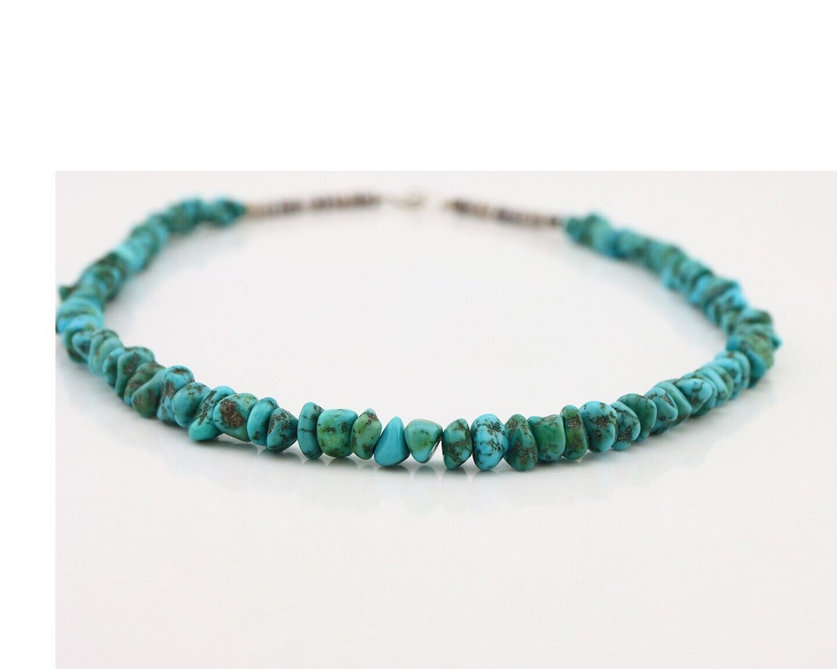 Navajo Necklace 925 Silver Natural Blue Turquoise Native Artist C.80's