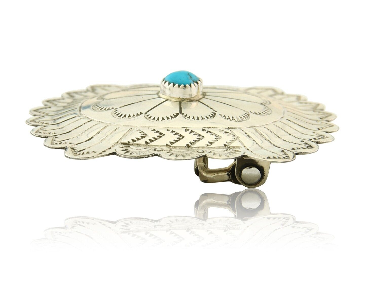 Navajo Belt Buckle 925 Sterling Silver Concho Native Artist 2x2.3 in C.80's