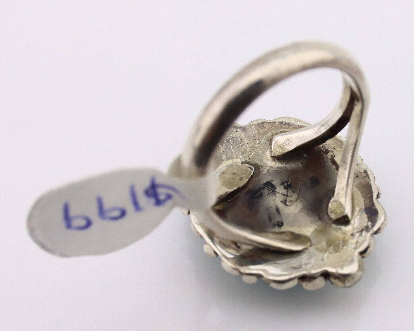 Navajo Ring .925 Silver Natural Blue Turquoise Artist Signed Billy Eagle C.80's