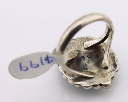 Navajo Ring .925 Silver Natural Blue Turquoise Artist Signed Billy Eagle C.80's