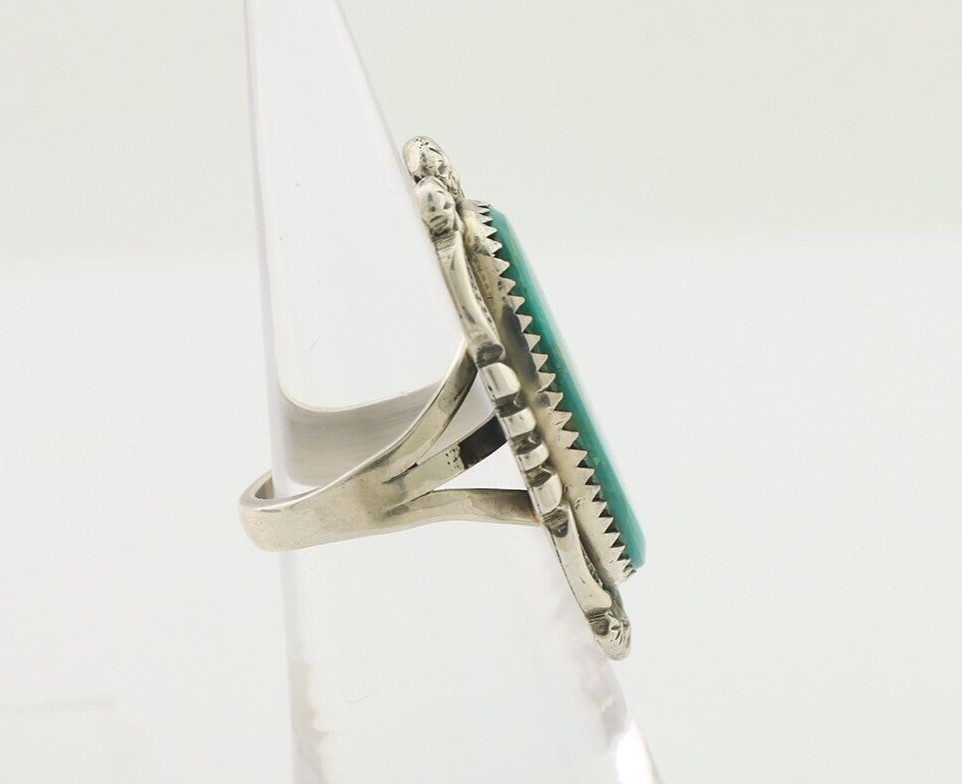 Navajo Ring 925 Silver Blue Gem Turquoise Native American Artist C.80's