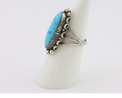Navajo Ring .925 Silver Sleeping Beauty Turquoise Signed SkyStone Creations C80s