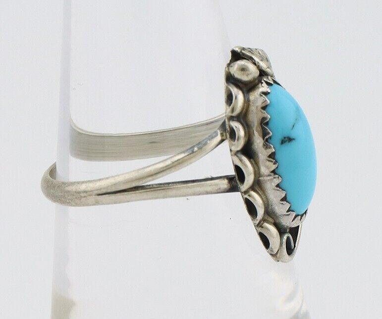 Navajo Ring 925 Silver Sleeping Beauty Turquoise Signed SkyStone Creations C80s