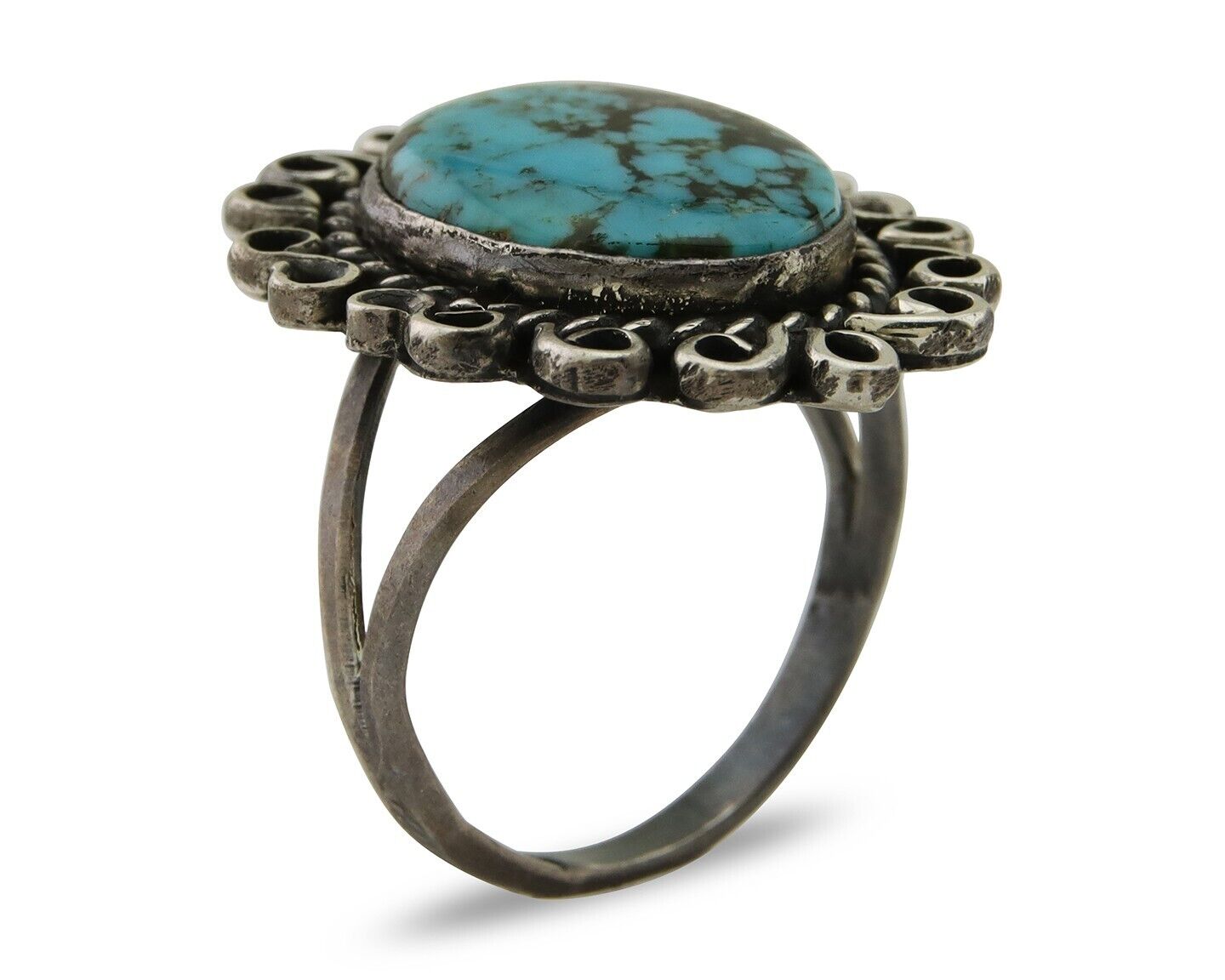 Navajo Ring 925 Silver Blue Turquoise Artist Siged Jerry Johnson C.80's