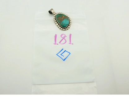 Navajo Pendant 925 Sterling Silver Natural Turquoise Vintage Signed Rabbit Stick