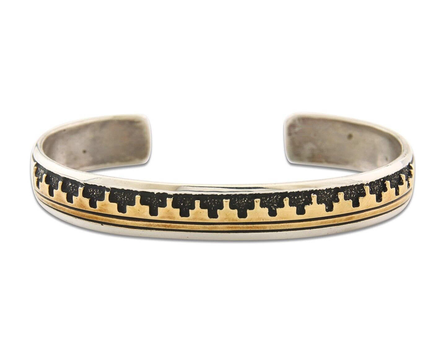 Navajo Bracelet 925 Silver & 12k Yellow Gold Filled Signed Thomas Singer C.80's