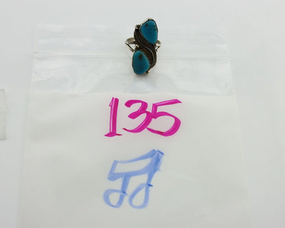 Navajo Ring 925 Silver Blue Turquoise Artist Signed K C.80's