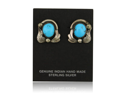Navajo Earrings 925 Silver Natural Turquoise Native American Artist C.80's