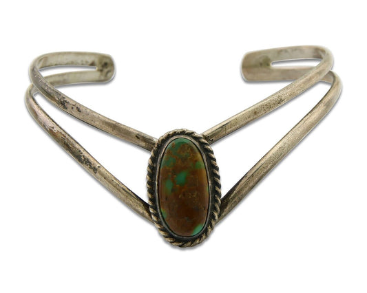 Navajo Bracelet 925 Silver Turquoise Cuff Artist Signed MC C.80's