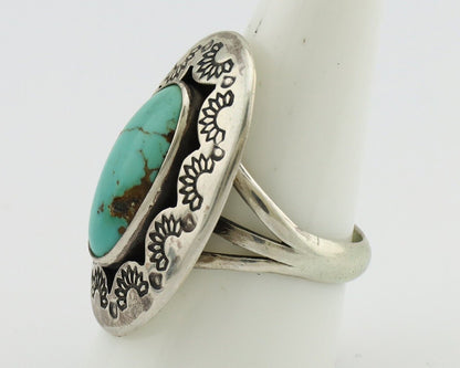 Navajo Ring 925 Silver Natural Blue Turquoise Signed M Montoya C.80's