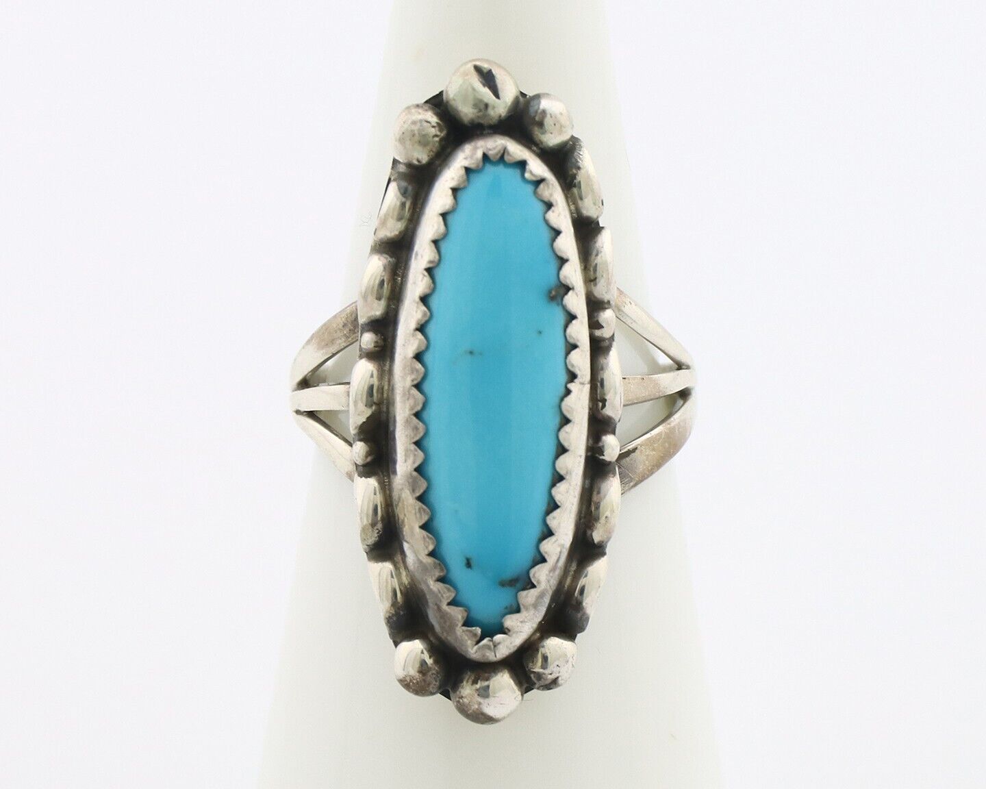 Navajo Ring .925 Silver Sleeping Beauty Turquoise Signed SkyStone Creations C80s