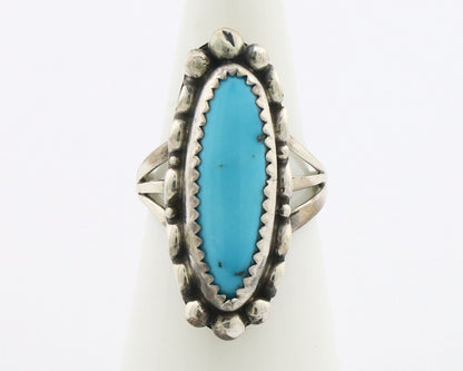 Navajo Ring .925 Silver Sleeping Beauty Turquoise Signed SkyStone Creations C80s