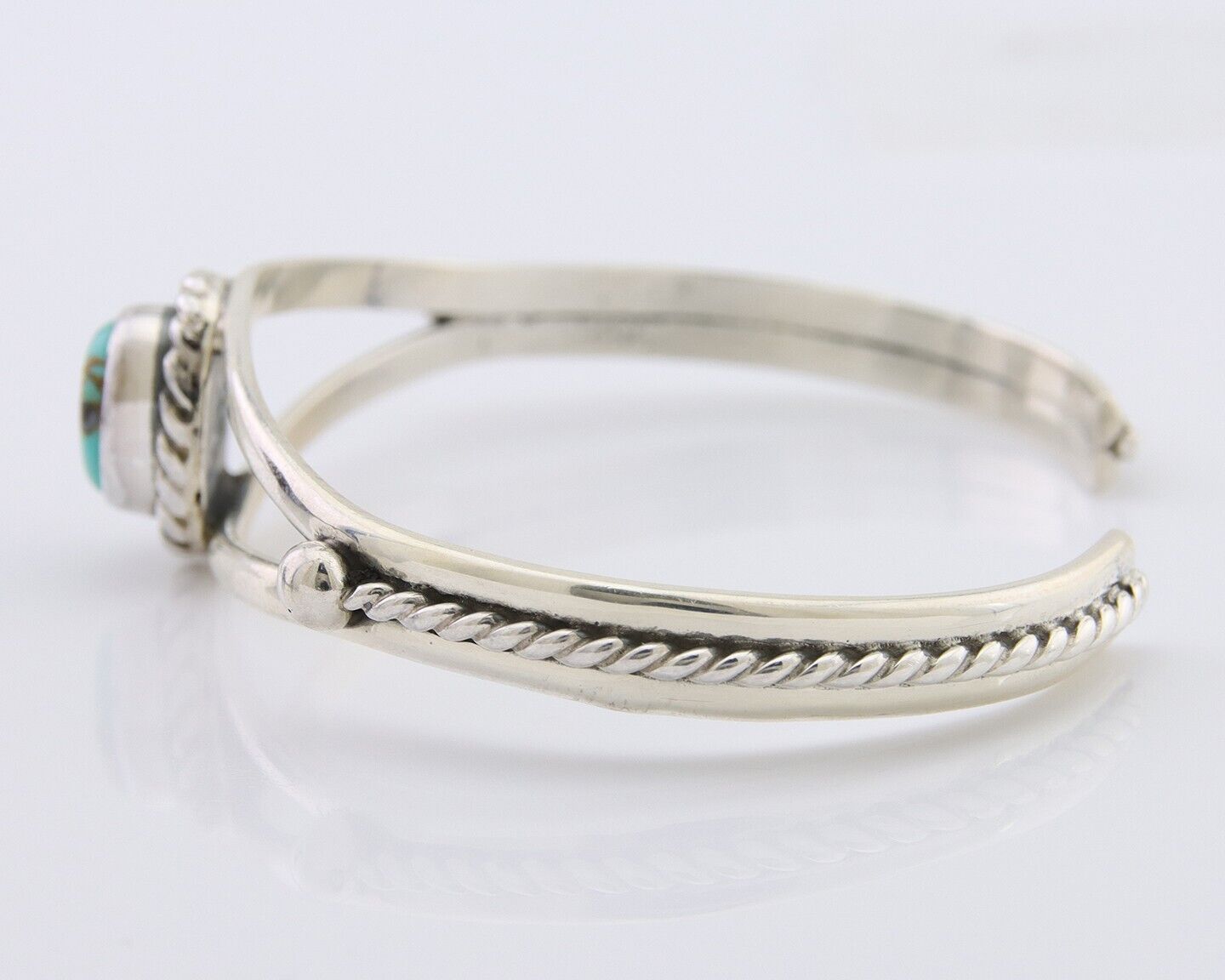 Navajo Bracelet 925 Silver Natural Turquoise Artist Signed Gecko C.80's