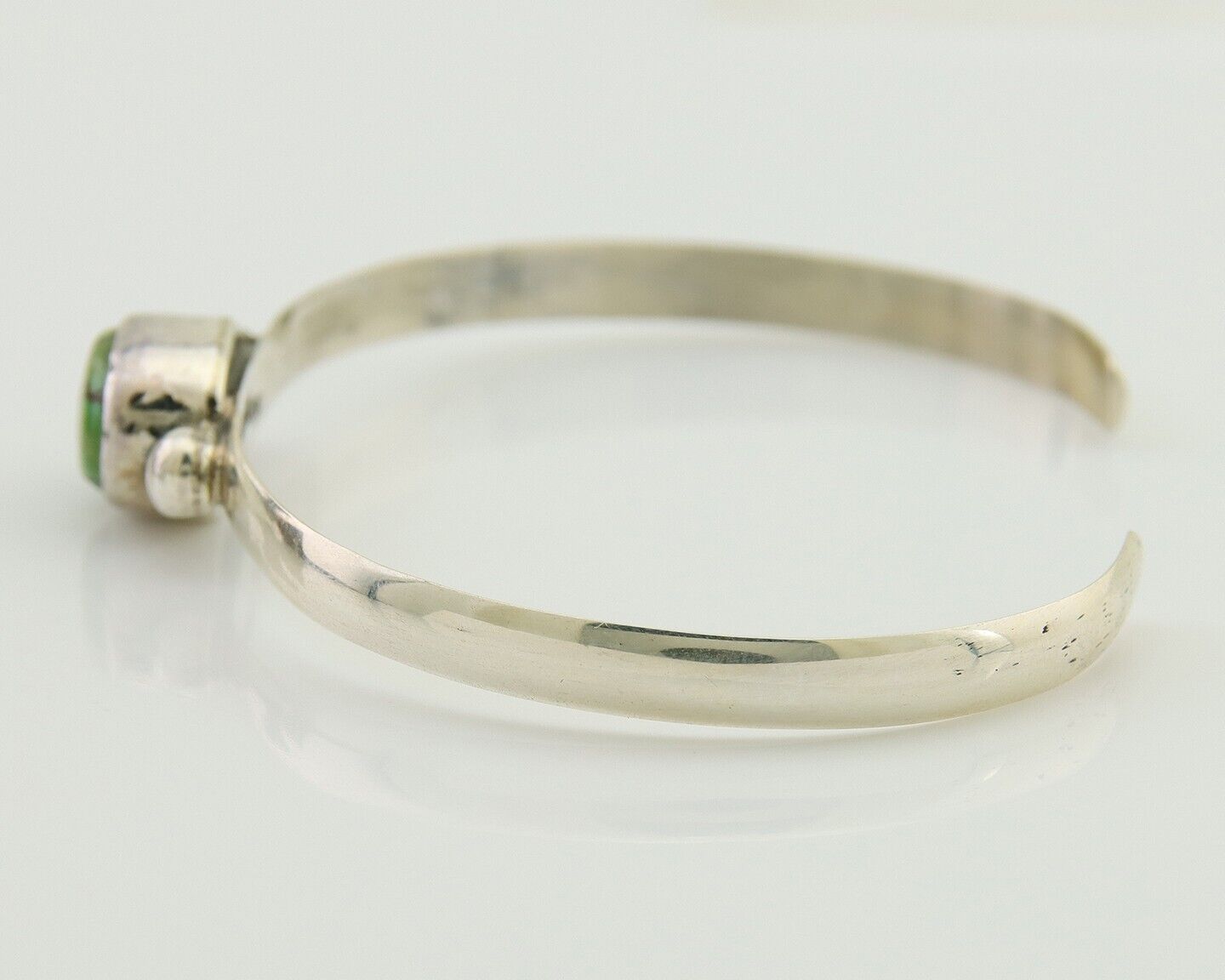 Navajo Cuff Bracelet Spiderweb Turquoise 925 Silver Native American Artist C.80s