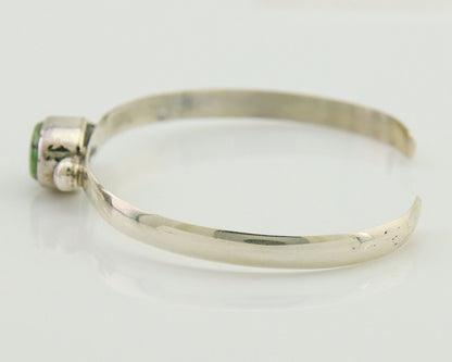 Navajo Cuff Bracelet Spiderweb Turquoise 925 Silver Native American Artist C.80s