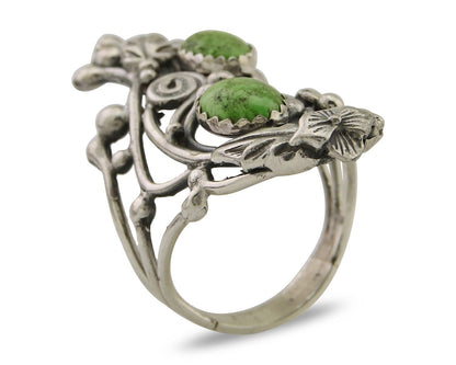 Navajo Ring 925 Silver Natural Gaspiete Artist Signed Prairie Fire C.80's