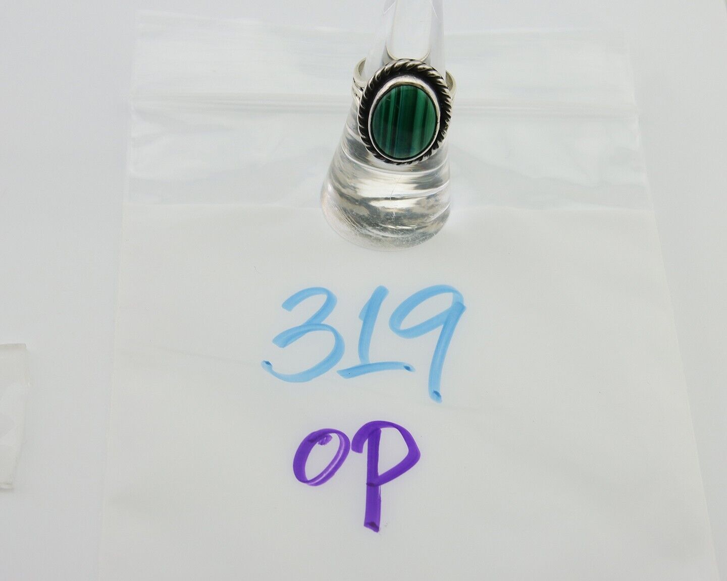 Navajo Ring 925 Silver Natural Malachite Native American Artist C.80's