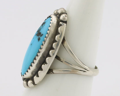 Navajo Ring .925 Silver Sleeping Beauty Turquoise Native American Artist C.80's