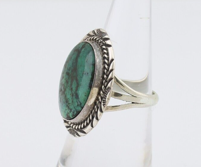 Navajo Ring 925 Silver Turquoise Signed William Denetdale Size 6.5 C.80's