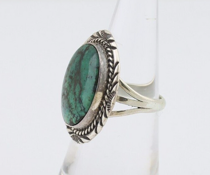 Navajo Ring 925 Silver Turquoise Signed William Denetdale Size 6.5 C.80's