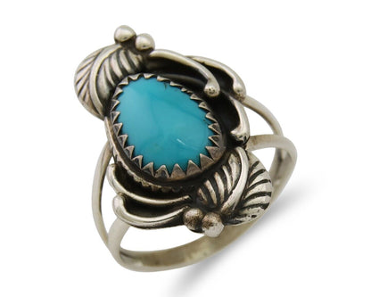 Navajo Ring 925 Sterling Silver Natural Turquoise Native American Artist C.80's