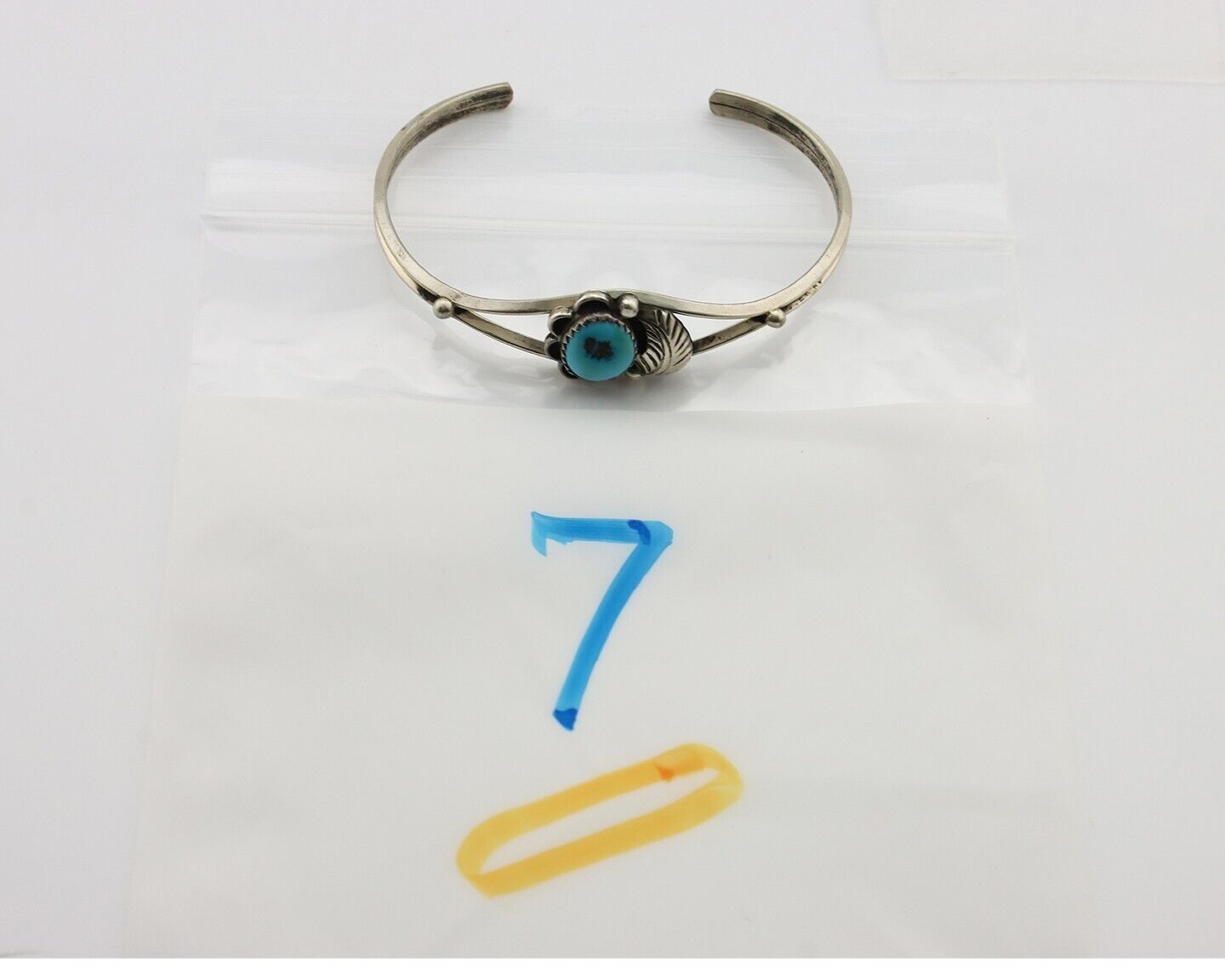 Navajo Handmade Bracelet 925 Silver Natural Blue Turquoise Native American C80s