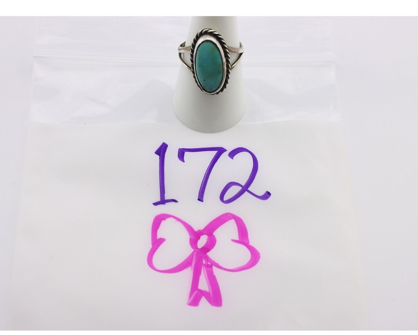 Navajo Ring .925 Silver Natural Kingman Turquoise Native American Artist C.80's