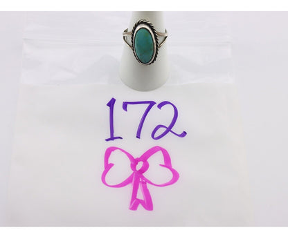 Navajo Ring .925 Silver Natural Kingman Turquoise Native American Artist C.80's