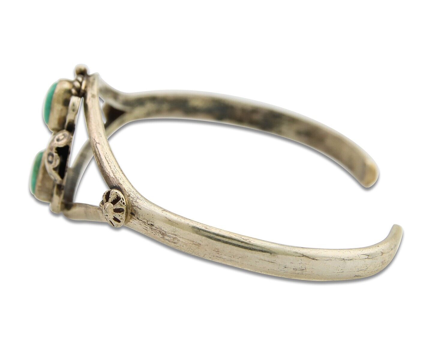 Navajo Bracelet 925 Silver Cuff Turquoise Handmade Native Artist C.80's